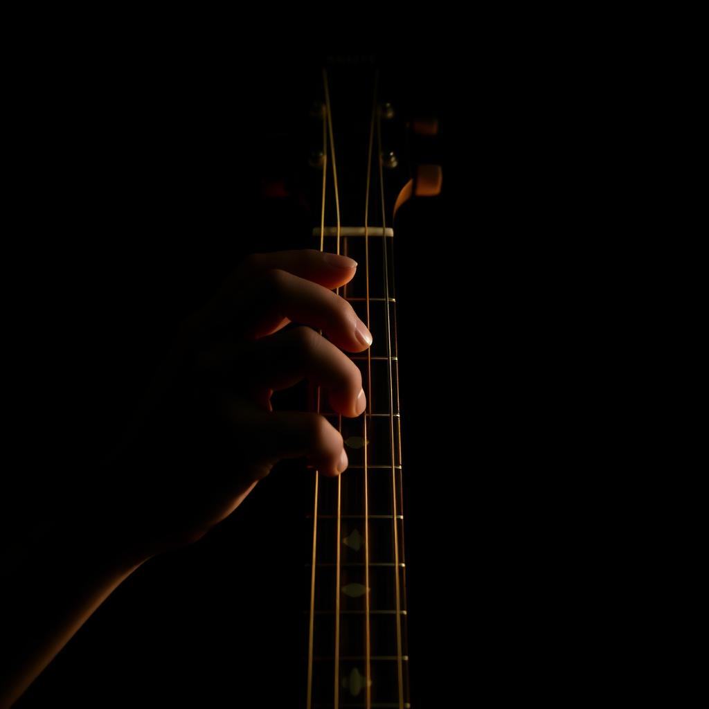 Close-up of hands playing a warm neo-soul chord voicing on an electric guitar